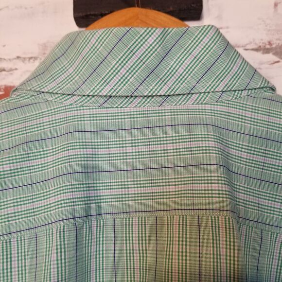 Tailorbyrd Plaid Green Purple Shirt Large - Picture 6 of 7